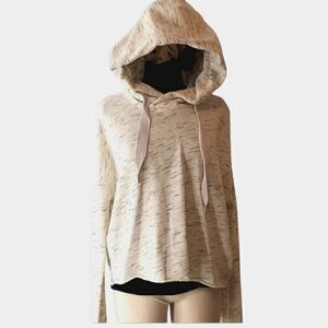 Abercrombie & Fitch Womens Crop Hoodie Sweatshirt Gray Space Dye Drawstring Med
